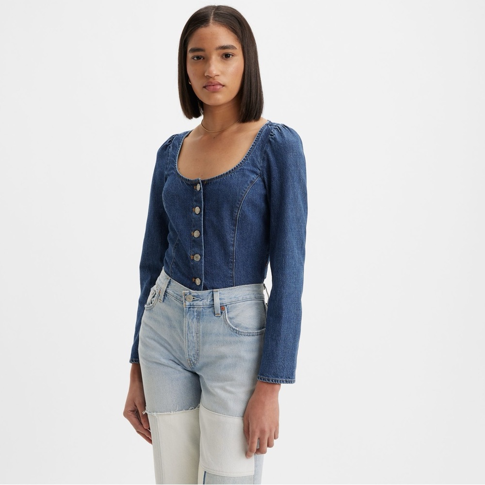 Levi’s Weston Long Sleeve Denim Corset Blouse
